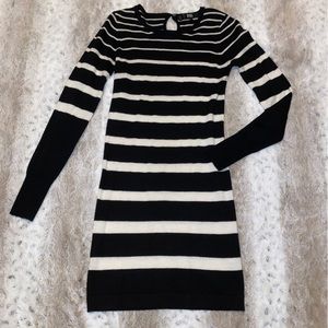 COPY - BEDO STRIPED SWEATER LONG SLEEVE DRESS in BLACK & WHITE
